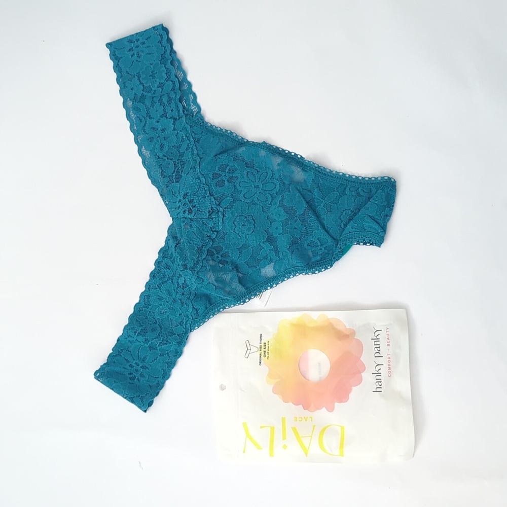 Hanky Panky Daily Lace Original Rise Thong - Earth Dance Green